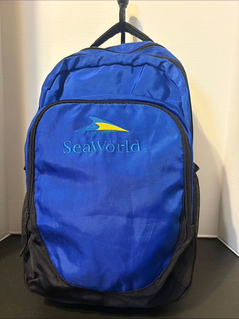 SeaWorld Blue and Black Men's Backpack with Logo